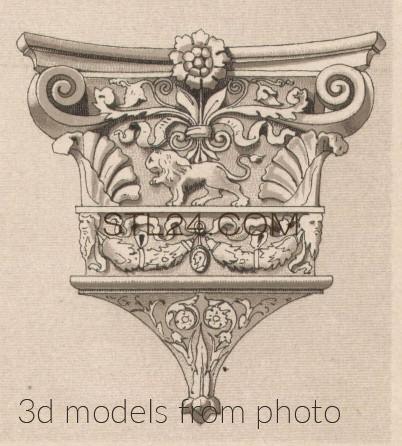 Капители и базы (CHAPITER_1391 -  | 3D model 3DSMAX / OBJ / STL) 3D модель для ЧПУ станка
